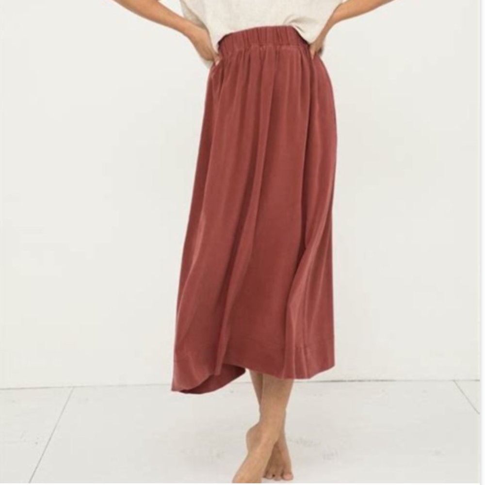 Elizabeth Suzann Rust Silk Bel Skirt XL Tall Like New